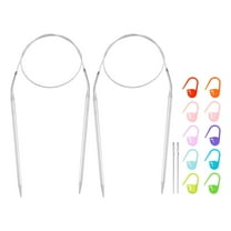 Uxcell 2pcs Knitting Needles Size US 7(4.5mm) Circular Needle 24 Inch(60cm) Round Metal Stainless Steel Needle with Needle for Handmade Projects DIY Knitting