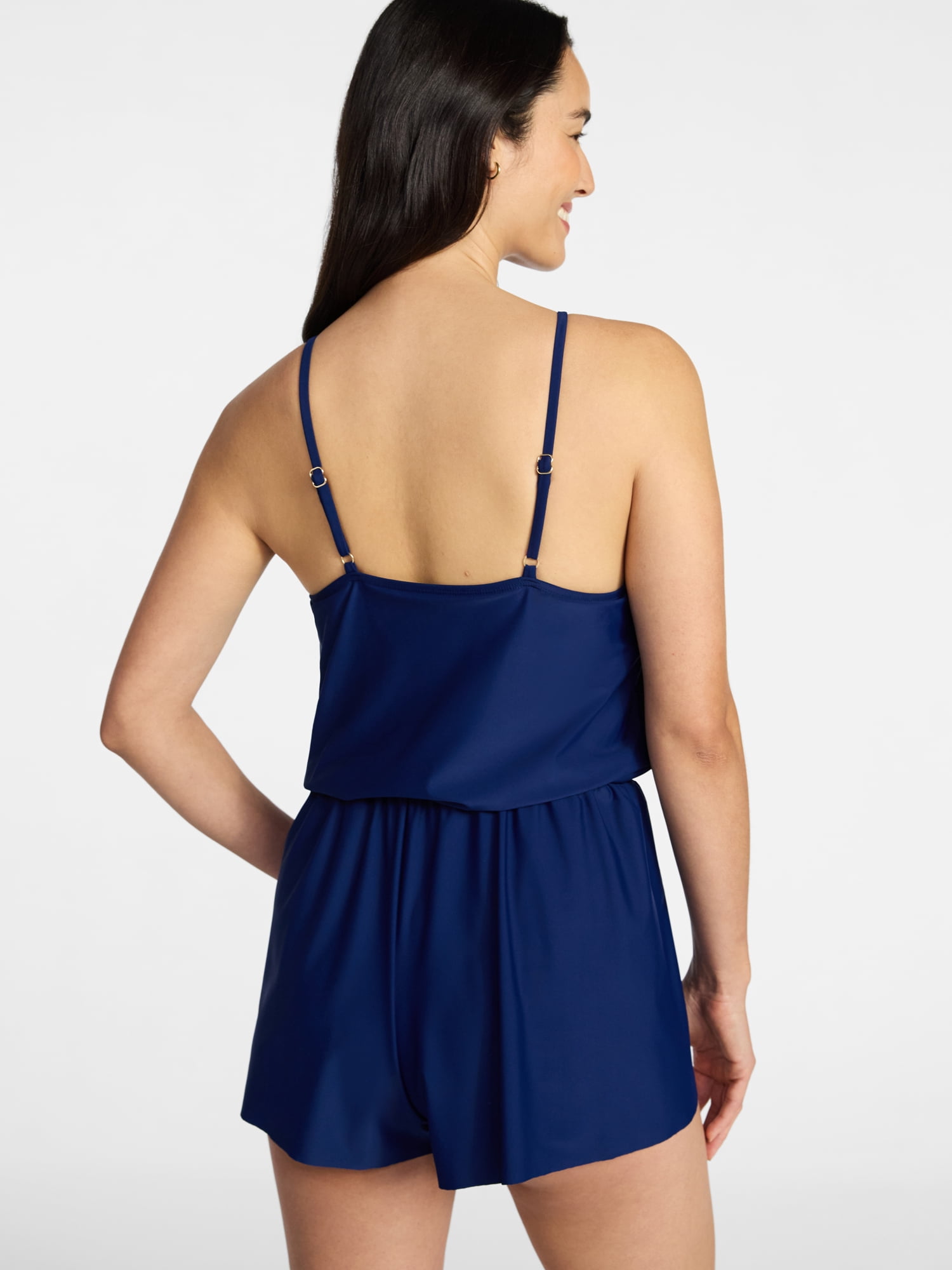 Time and Tru Women's Tank Romper Swimsuit, Sizes XS-3X