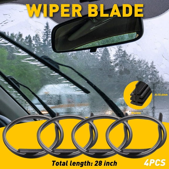 4PCS 28" 6mm Car Bus Rubber Universal Frameless Windshield Wiper Blade Refill