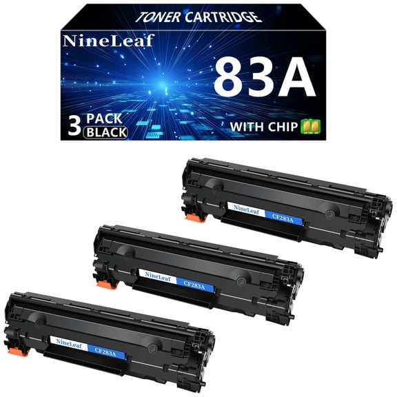 NineLeaf 3-Pack 83A Compatible Black Toner Cartridge Replacement for 83A CF283A Toner Cartridge to use for LaserJet Pro M127fn M127fw MFP M125nw MFP M125a M201dw M201n M225dn M225dw Laser Printer