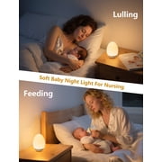 Egg Night Light for Baby Nursery with Touch Control, BPA Free, Stepless Dimming, Portable Night Lights for Breastfeeding, Rechargeable Lamp with 7 RGB Colors