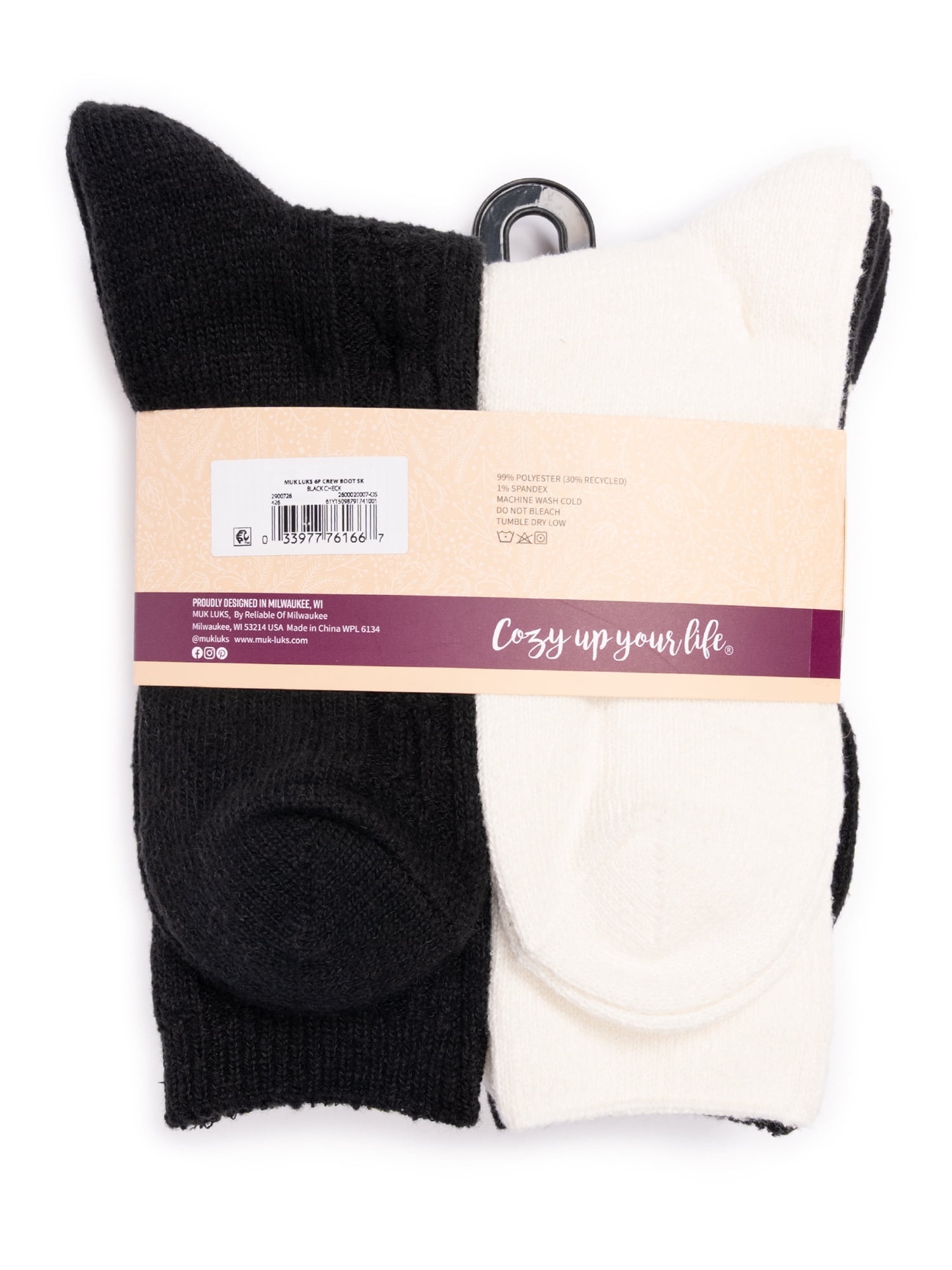 MUK LUKS Women's Fluffy Dream Crew Socks, 6-Pack, One Size