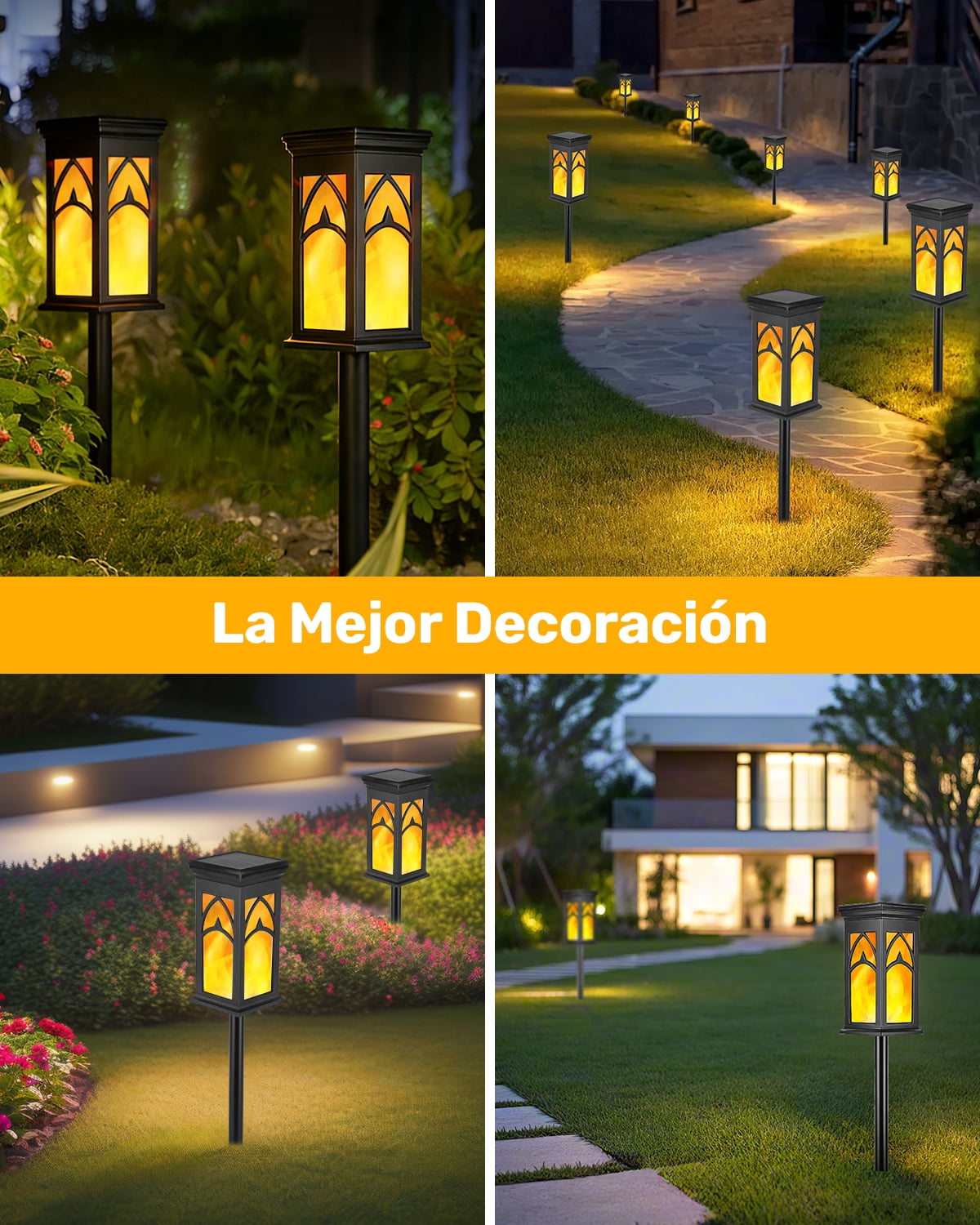 Solar Lights Outdoor, 6-Pack Solar Powered Garden Lights, IP65 Waterproof Solar Pathway Lights, Auto On/Off Outdoor Lights for Landscape, Path, Yard, Patio, Driveway, Walkway Decor