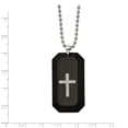 thumbnail image 2 of Primal Steel Stainless Steel Polished with Solid Carbon Fiber and Cubic Zirconia Cross Dog Tag Necklace, 2 of 6