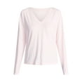 thumbnail image 5 of Time and Tru Women's Boxy Slub V-Neck Tee with Long Sleeves, Sizes XS-XXXL, 5 of 5