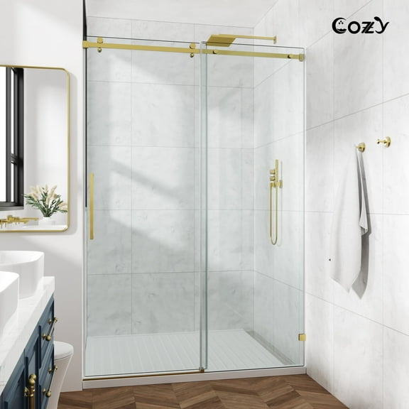 Cozy 54"x 60" Frameless Single Slide Shower Door 3/8"Tempered Square