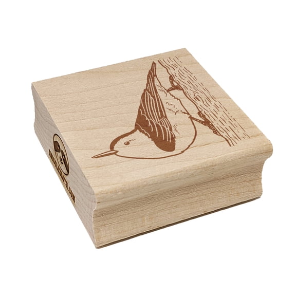 Active White-Breasted Nuthatch Square Rubber Stamp Stamping Scrapbooking Crafting - Medium 1.75in