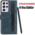 thumbnail image 4 of Compatible with Samsung Galaxy S21 Ultra Wallet Case with S Pen Holder,[Stand Feature] Magnetic Closure Protective with Card Slot,Premium PU Leather Case for Galaxy S21 Ultra 6.8 Inch,Navy Blue, 4 of 14