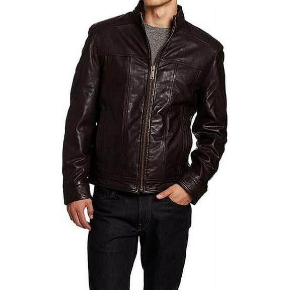 Men's Genuine Brown Lambskin Leather Jacket Biker Soft Stylish Motorcycle Jacket A709