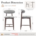 thumbnail image 4 of AFO 26" Counter Height Bar Stools Set of 1, Kitchen Bar Stools With Curved Back & Wood Legs, Mid Century Modern Upholstered, For Kitchen Island Dining Room, Light Grey, 4 of 8