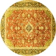 thumbnail image 1 of Ahgly Company Machine Washable Indoor Round Medallion Yellow Traditional Area Rugs, 3' Round, 1 of 4