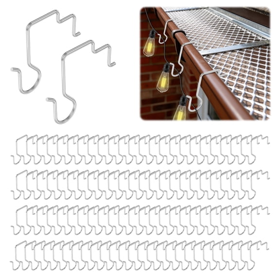 100 Pcs Gutter Clip Hook for Christmas Light Stainless Steel Mesh Guard Christmas Light Clip Anti Fall Hanger for Hanging Outdoor Halloween Holiday Lamp Decoration