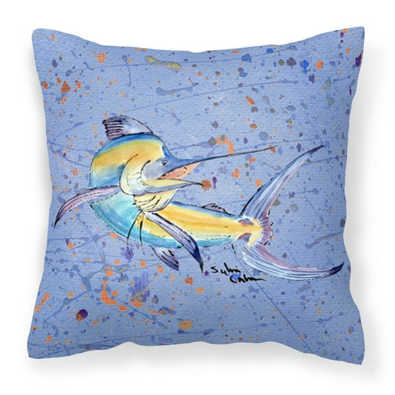 Carolines Treasures 8350PW1414 Blue Marlin Fabric Decorative Pillow, 14Hx14W, multicolor