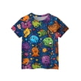 thumbnail image 3 of CCRFTGI Cute Tops for Kids Girls Size 7 Clothes for Teen Girls Short Sleeve Trendy Animal Print Blouses Lightweight Crew Neck Tee Top Light Blue 9-10 Years, 3 of 4