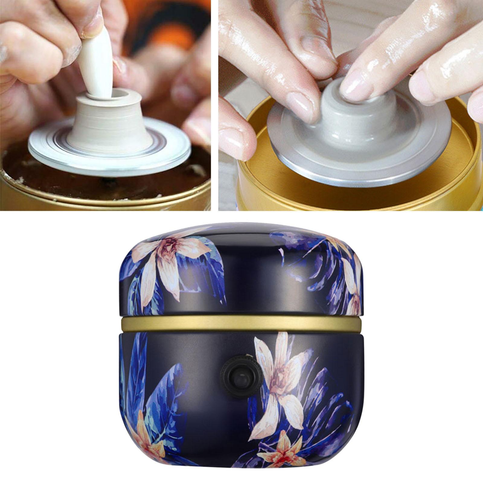Mini Metal Electric Pottery Wheel Ceramic Rotating Turntable Forming  Machine Clay Making Adjustable Safety for Beginners Kids Dark Blue