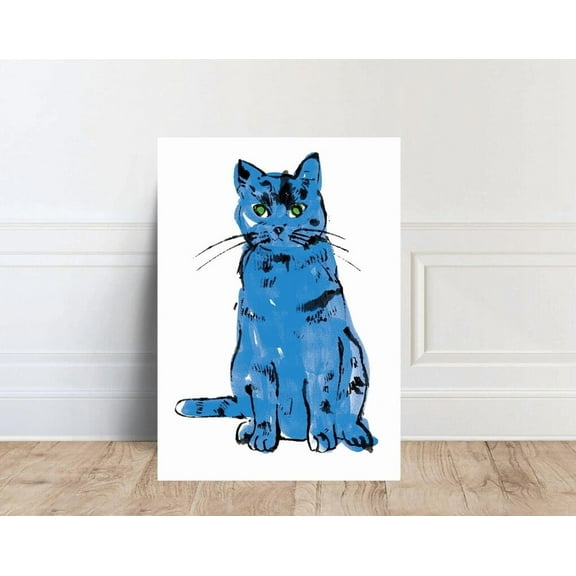 Kna Prints - 1 Pc Poster Andy Warhol Blue Cat Wall Art Print Home Decor Painting, UNFRAMED-8x12