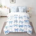 thumbnail image 2 of jejeloiu Kawaii Bowtie Cartoon Bow 7-Piece Twin Bedding Sets,Blue White Bedding Comforter Set For Girl Kids Reversible, 2 of 8