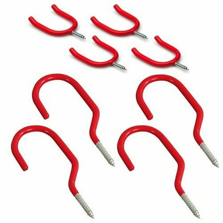 

Wideskall 8 Pieces Heavy Duty Multi Purpose Storage Hooks w/ Red PVC Coated