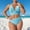 Blue(New), variant on PNTUTB Fashion Women's Solid Color Deep V Neck Pleated High Waisted Two Piece Swimsuit Set