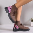 thumbnail image 4 of Styesk Bottes pour Femmes Bottines Rétro Élastiques pour Femmes Mode Talon Plat Bout Rond Talon Plat Fronces Chaussures Tricotées Brodées Bottes de Travail pour Femmes, 4 of 7