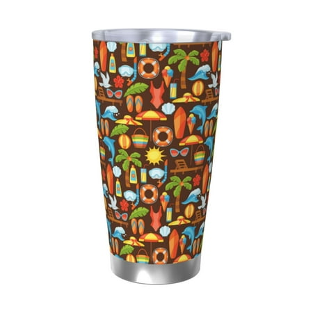 

Lukts Cute Beach Dolphin for 20OZ Car Cup Stainless Steel Direct Drinking Straw Thermos Cup Suitable for Office Travel and Car-Without Straw
