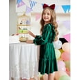 thumbnail image 6 of Arshiner Girl's Dress Vintage A-Line Long Sleeve Ruffle Swing Casual Velvet Dress with Pockets, 6 of 9