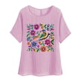 thumbnail image 1 of Tnhcen Chemise d'Été Vintage à Manches Courtes Col Rond – Coupe Ample en Coton Lin Style Rétro Basique P-2TG, 1 of 4