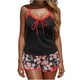 thumbnail image 2 of Trajes de baño para mujer traje de baño bikini para mujer a rayas de color sólido grande con almohadilla para el pecho sin cuello de acero abrigo pantalones traje de baño dividido traje de baño rojo S, 2 of 6