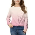 thumbnail image 2 of Posijego Chandail en Molleton pour Petite Fille, Col Rond, Manches Longues, Torsade devant, Crop Top Athlétique, 2 of 7