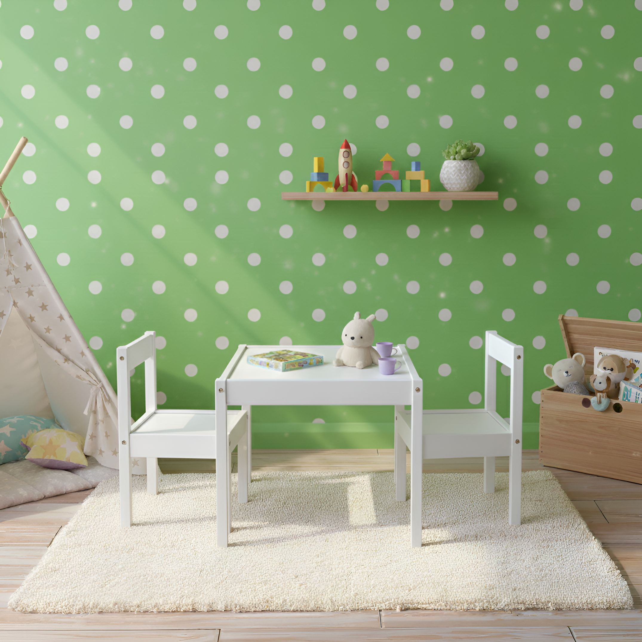 Mainstays Kids 3-Piece Table and Chair Set, White