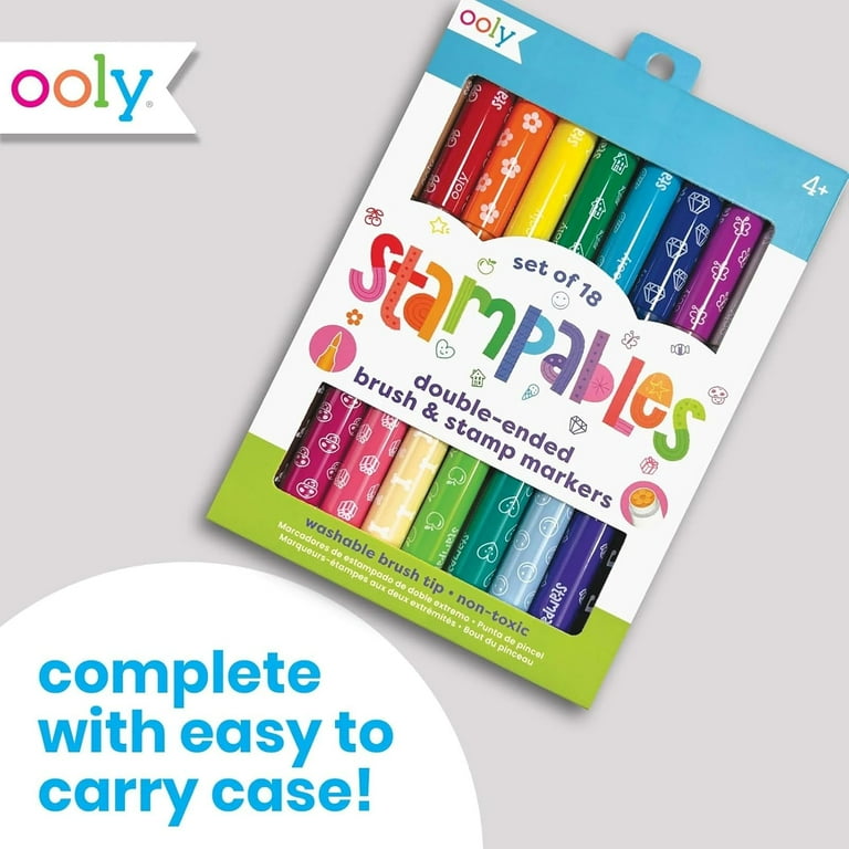 OOLY Stampables Double-Ended Markers with Stamp Tip & Felt Tip, 18