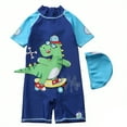 thumbnail image 2 of Toddler Swimsuit Boy Boys Cartoon Hooded One Piece Swimsuit Sun Swimwear for Beach Pool Dark Blue 2-3 Years, 2 of 5
