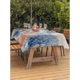 thumbnail image 3 of Outdoor Tablecloth with Umbrella Hole for Patio/Picnic/Party/Camping, Coastal Jellyfish Waterproof Table Cloth Rectangle Table Cover Washable, Nautical Ocean Orange Blue Coral Leaves (54"x 80"), 3 of 9