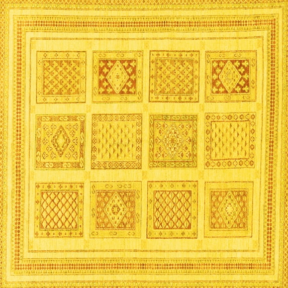 Ahgly Company Indoor Square Abstract Yellow Modern Area Rugs, 6' Square