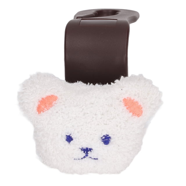 Gancho para respaldo de asiento o reposacabezas de coche, decoración portátil de oso de peluche, gancho para asiento de coche, babero para biberón, suministros para bebé, oso blanco