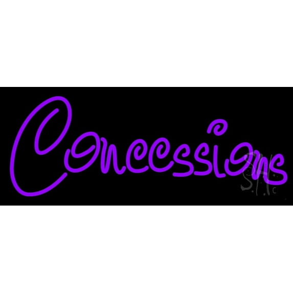 Purple Concessions LED Neon Sign 13" Tall x 32" Wide - inches Black Square Cut Acrylic Backing, with Dimmer - Premium built indoor Sign for Storefront.