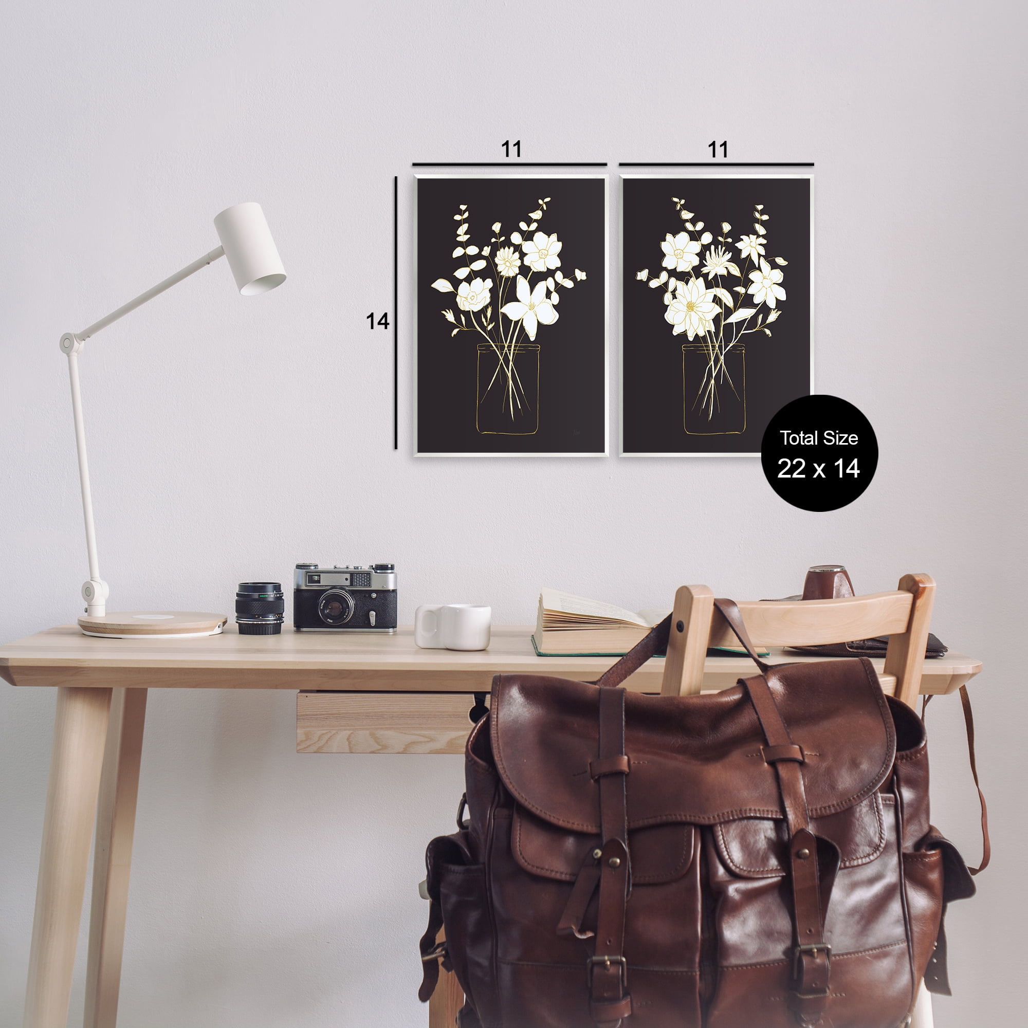 Stupell Industries Minimalist Flower Sketch in Jar Plants & Flowers Painting Unframed Art Print Wall Art, 11 x 14, Set of 2