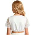 thumbnail image 3 of VUHXZWAF Girl Shirts Short Sleeve V Neck Going Out Crop Tops Kids Summer Soft Tee Clothes Size 7-8 Years, 3 of 3