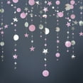 thumbnail image 2 of 3Pcs 13ft Circle Dot Star Paper Hanging Garland Streamer Kit Bunting Glitter Banner Backdrop Christmas Birthday Wedding Party Decor, Pink&Sliver, 2 of 8