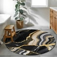 thumbnail image 3 of Round Rugs 3Ft, Black Marble Round Area Rug Washable Indoor Throw Carpet, Grey Gold Texture Vintage Farmhouse Art Small Non Slip Circle Rug for Bedroom Living Room Home Decor Aesthetic, 3 of 8
