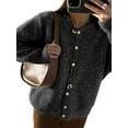 thumbnail image 3 of Womens Button Up Cardigan Sweaters Long Sleeve Crew Neck Fall Soft Knit Loose Sweater Tops Dark Gray M, 3 of 8