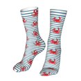 thumbnail image 6 of KLL Cute Red Crabs With Nautical Print Womens Crew Socks Athletic Middle Tube Long Socks Novelty Socks Gifts For Men, 6 of 7