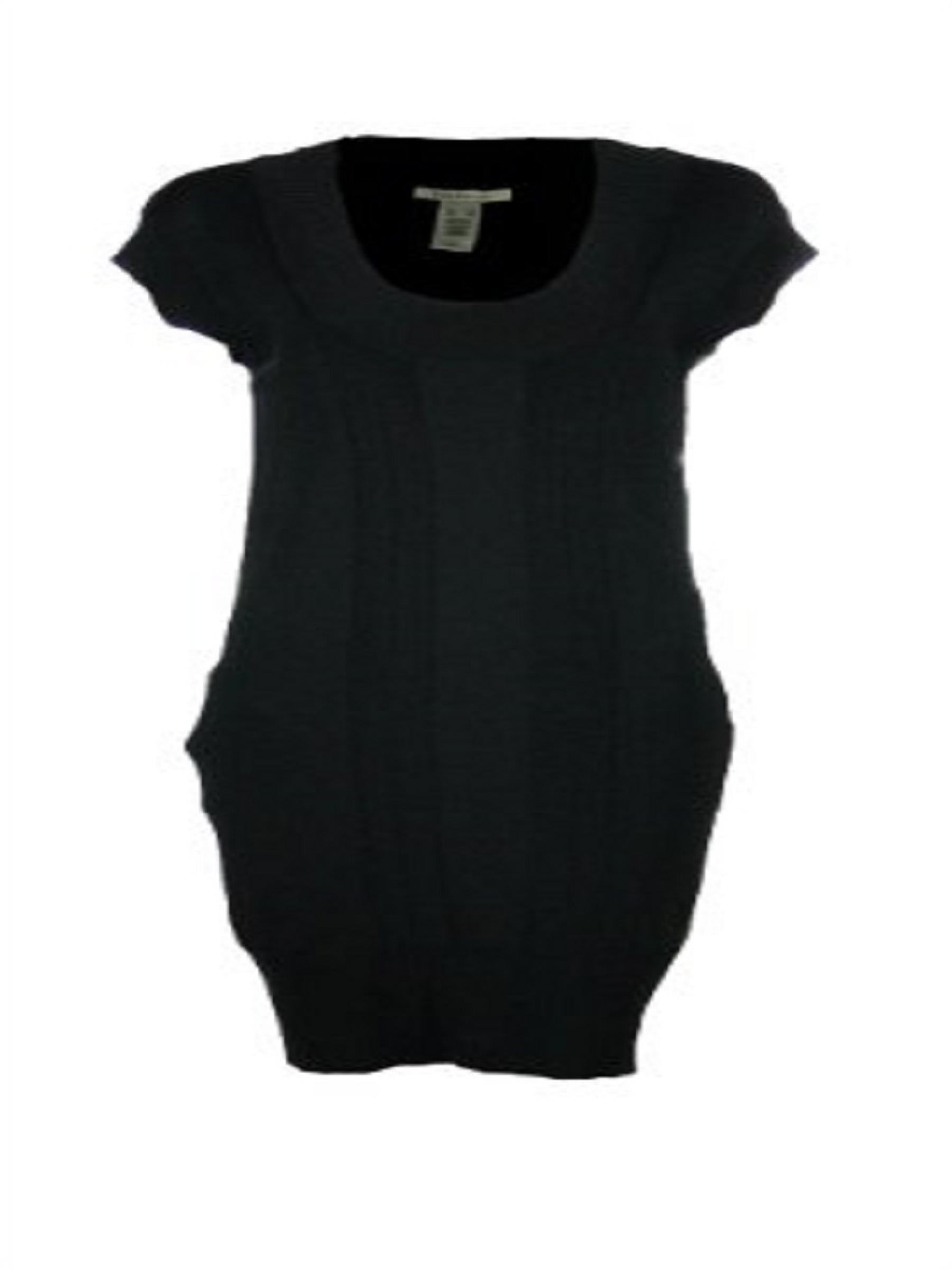 Short Sleeve Sweater Dress Black 