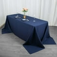thumbnail image 3 of Efavormart 90x132" Seamless Premium Navy Blue 200 GSM Linens Polyester Rectangle Tablecloth Commercial Grade For Wedding Banquet Restaurant, 3 of 6