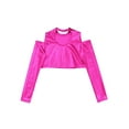 thumbnail image 4 of renvena Kids Girls Metallic Long Sleeve Off-Shoulder Dance Crop Tops Sports T-Shirt Dancewear, 4 of 7