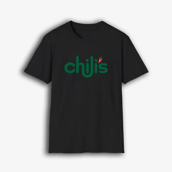 VINTAGE t shirt men Chili's black Logo T-Shirt American Men's T-Shirt S-5XL
