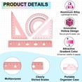 thumbnail image 3 of Uxcell Geometry Set, 6 Inch Aluminum Ruler & 2 Triangles, Metal Protractor Ruler Math Drafting Measuring Tool, Gradient Pink, 3 of 7