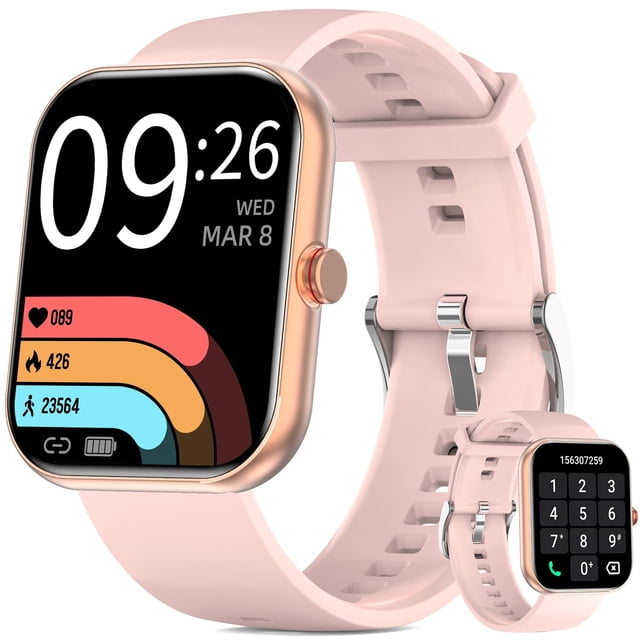 Reloj inteligente SOMTLERK con pantalla táctil de 1,91", frecuencia cardíaca IP68, rosa