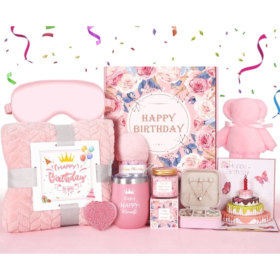 Birthday Gifts for Women, Unique Luxury Self Care Box Gift,Get Well Soon Gifts Basket for Women, Flower Relaxing Spa Gift Basket Bath Set