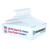 Closetselect Giant Plastic Hangers for Any Clothing Type, White 36 Count, Perfect for Adult and Teens